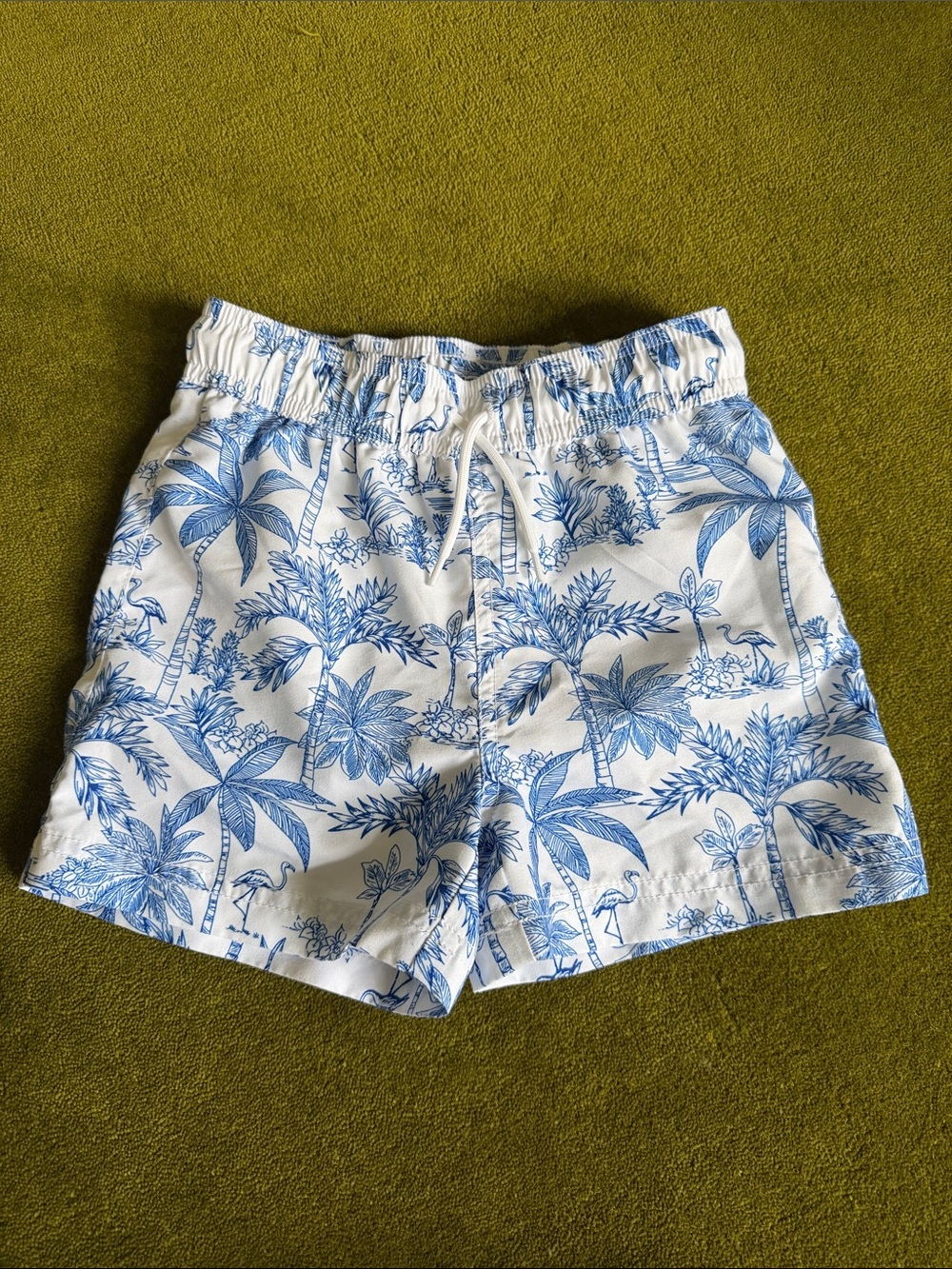 Janie and Jack White & Blue Tropical Print Swim Shorts 4
